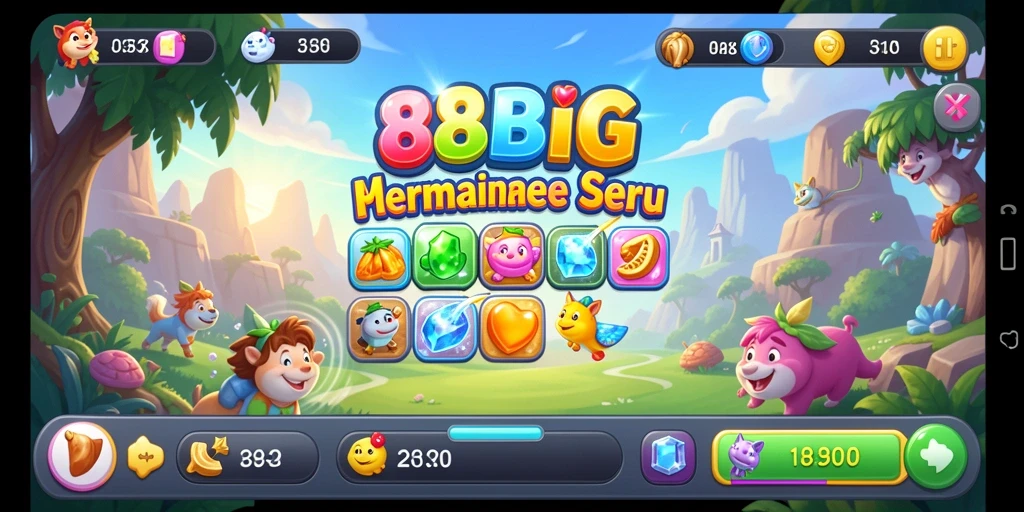 Tangkapan layar 88BIG menunjukkan gameplay match-3 yang penuh warna.