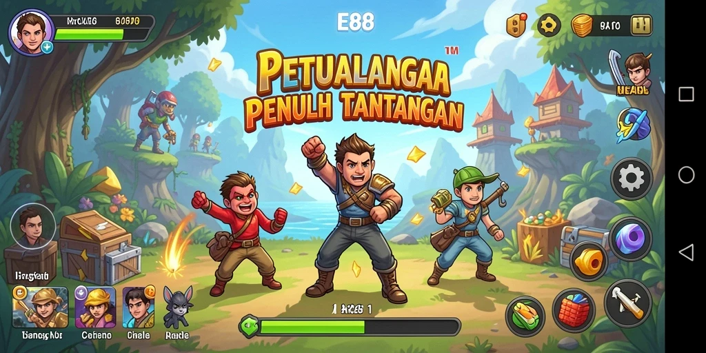 Tangkapan layar E88 menampilkan aksi gameplay Arcade yang dinamis.