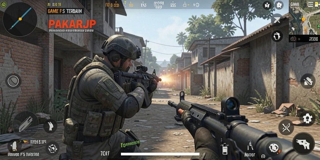 Tampilan gameplay PAKARJP yang menegangkan dan seru di medan perang.