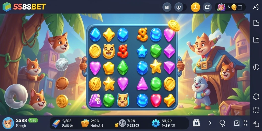Tampilan gameplay SS88BET yang seru dan penuh warna di layar.
