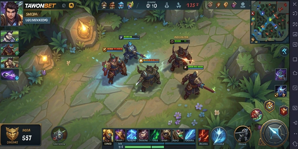 Screenshot gameplay TAWONBET yang menunjukkan aksi pertempuran seru.
